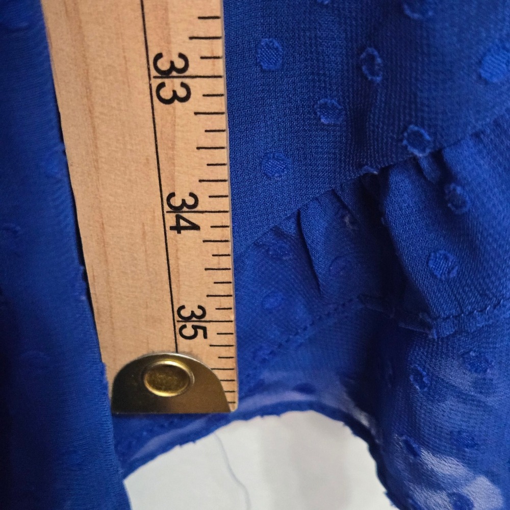 Nanette Lepore Royal Blue Clip Dot Ruffle Tiered Mini Dress Size 14 - Picture 7 of 7